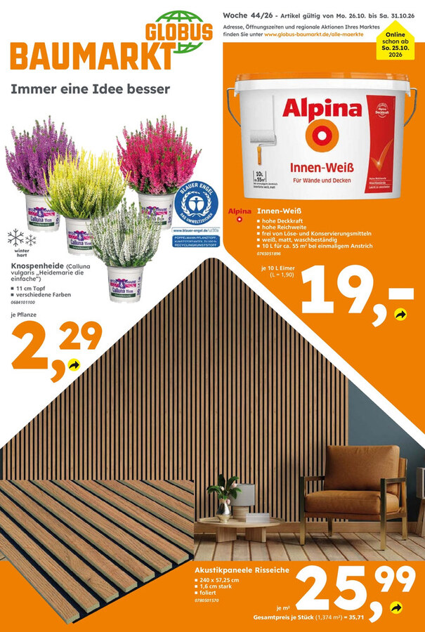 Globus Baumarkt Prospekt ab 26.10.2026 – Seite 1